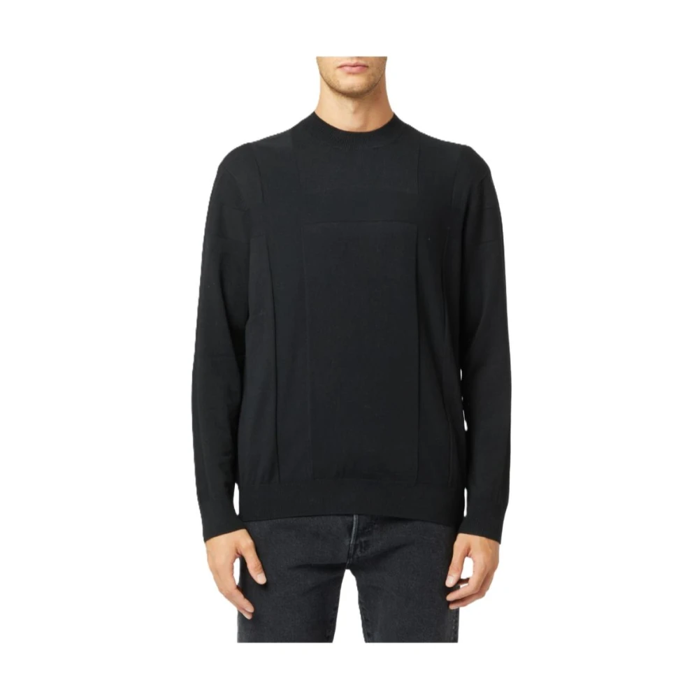 Armani Exchange Jacquard Gebreide Trui Black Heren
