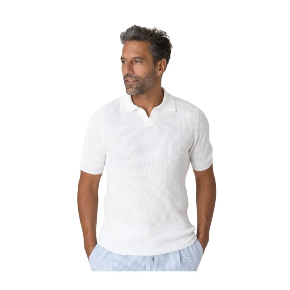 Gran Sasso Herr Vit Toppar 2XL, Bomull, Bouclé Cotton Polo