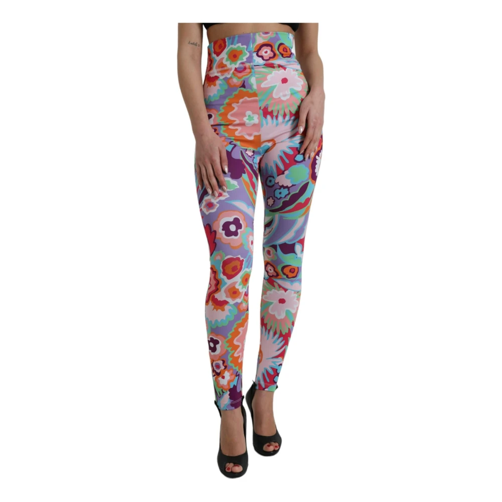 Dolce & Gabbana Bloemen Hoge Taille Leggings Broek Multicolor Dames