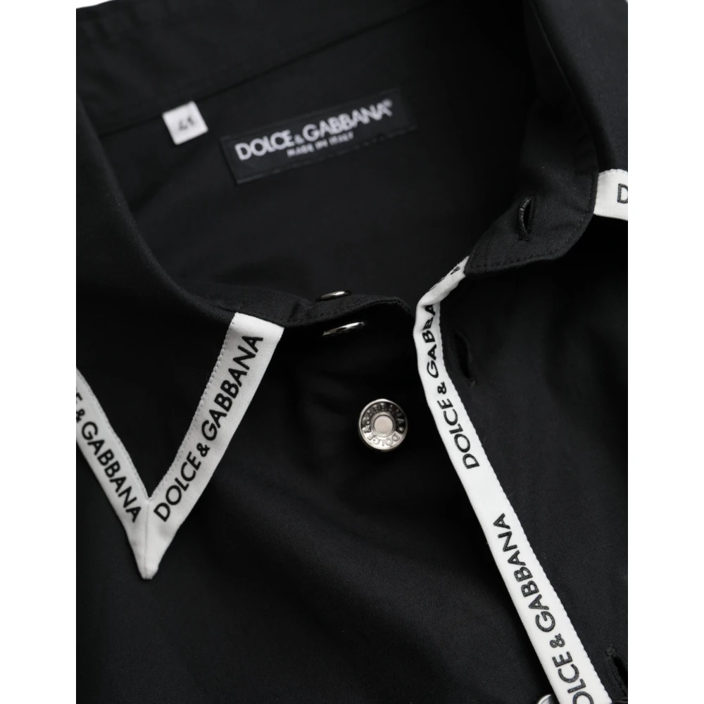 Dolce & Gabbana Zwart Katoenen Casual Overhemd met Kraag Black Heren