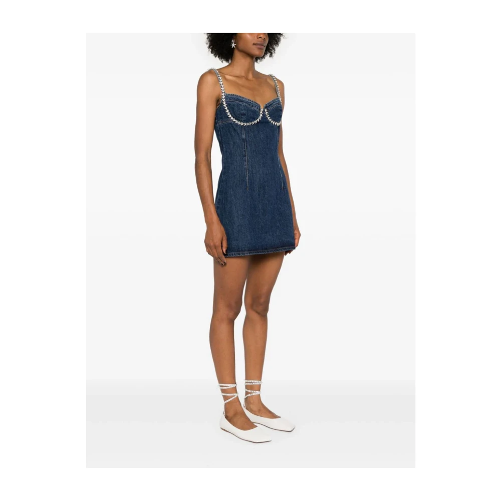 Self Portrait Blauwe Mini Jurk met Diamanté Trims Blue Dames