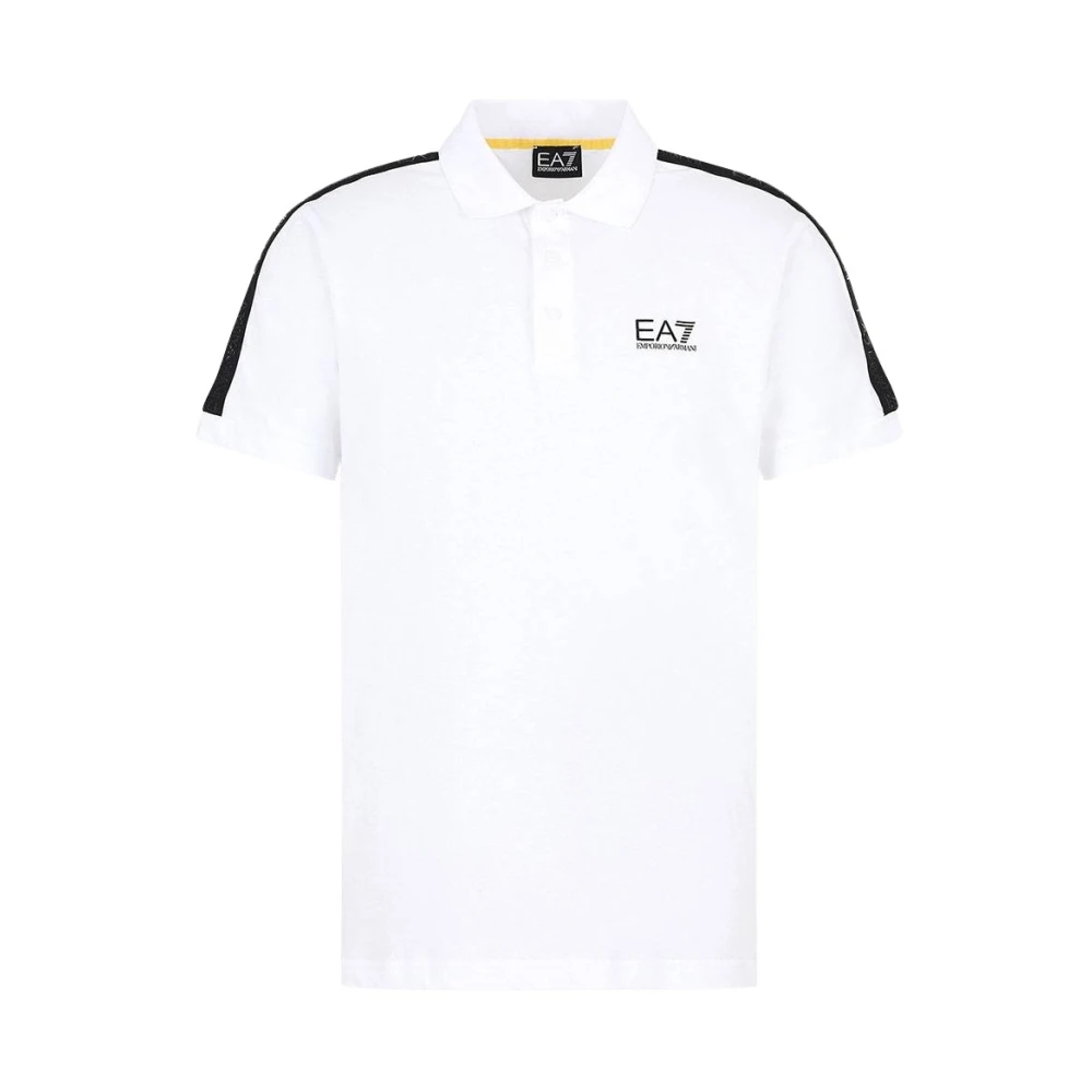 Emporio Armani Ea7 Men's White Polo Shirts, Xl, Short Sleeve Cotton Polo Shirt