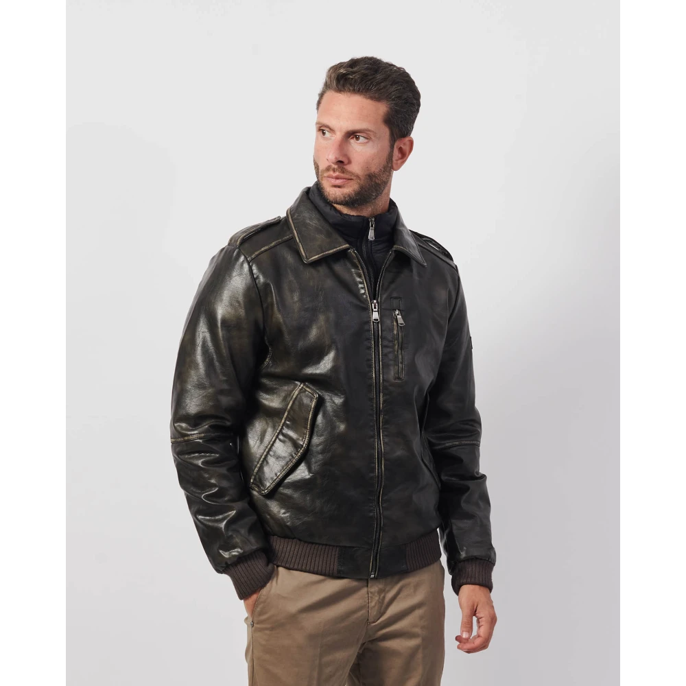 YES ZEE Bruine Bomberjack Gebruikte Stijl Brown Heren