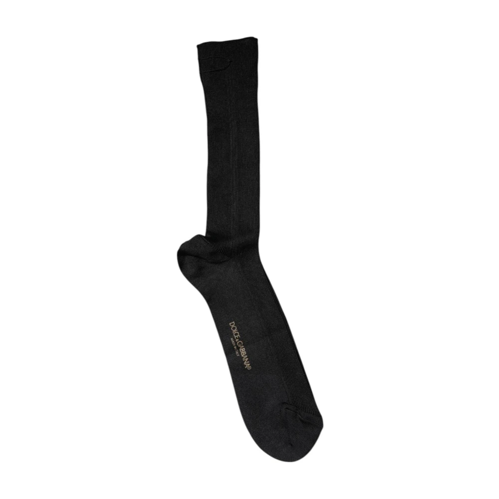 Dolce & Gabbana Men's Black Logo Mid Calf Cotton Socks