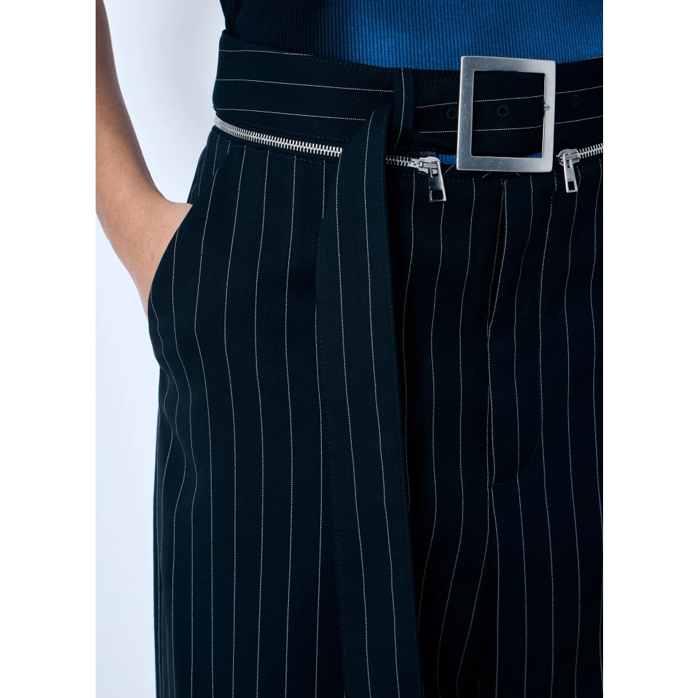 Jean Paul Gaultier Wollen Gestreepte Maatbroek Black Dames