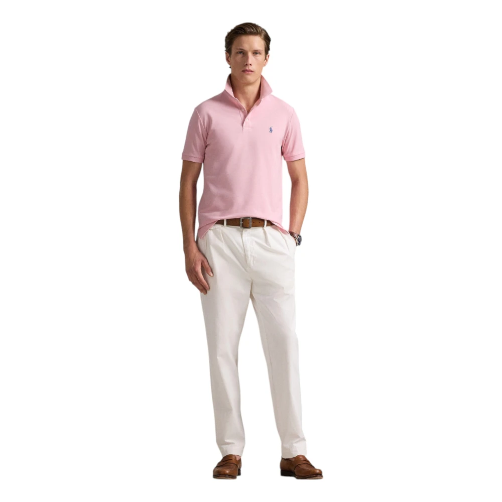 Ralph Lauren Aangepaste Slim FIT Stretch Mesh Polo Shirt Roze Pink Heren