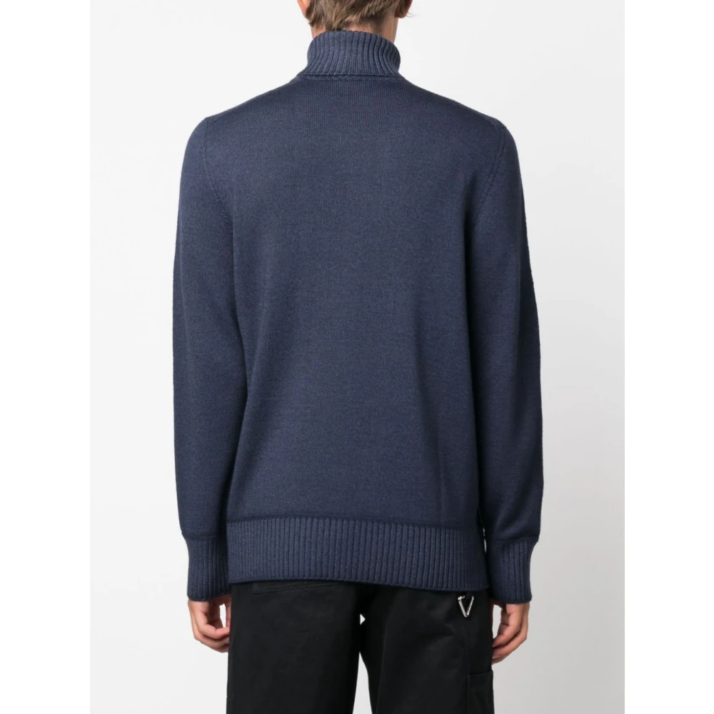 Drumohr Blauwe Merinowollen Trui Aw24 Blue Heren