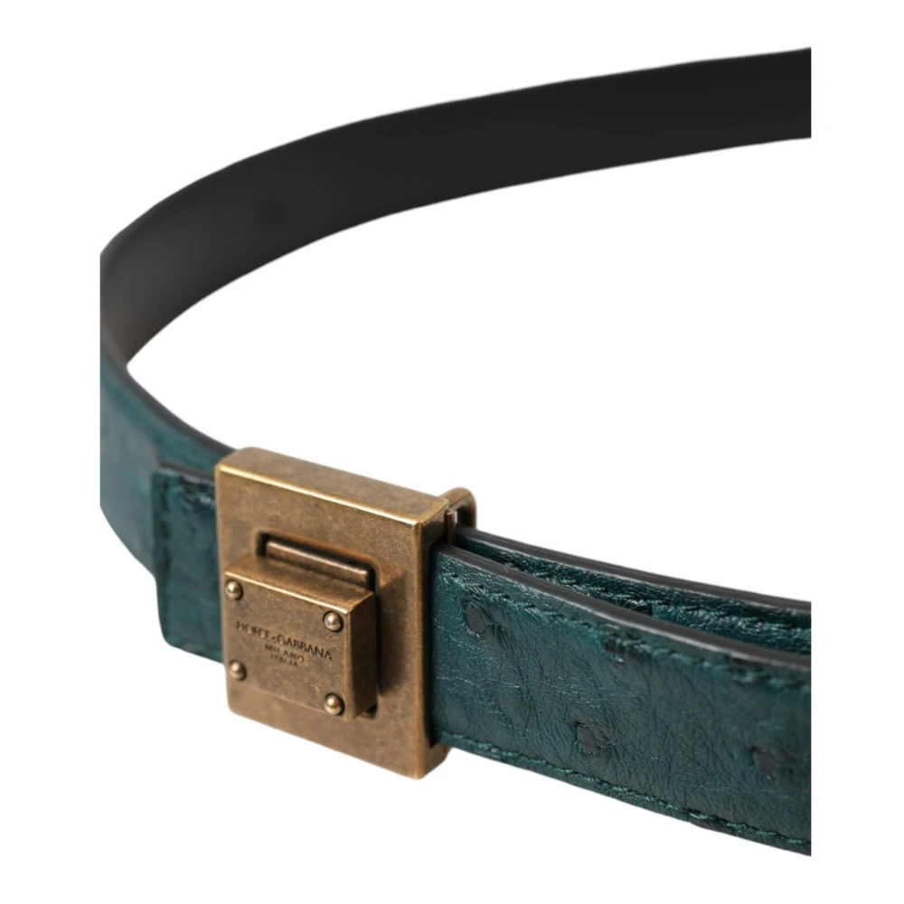 Dolce & Gabbana Donkergroene Leren Riem met Metalen Gesp Green Dames