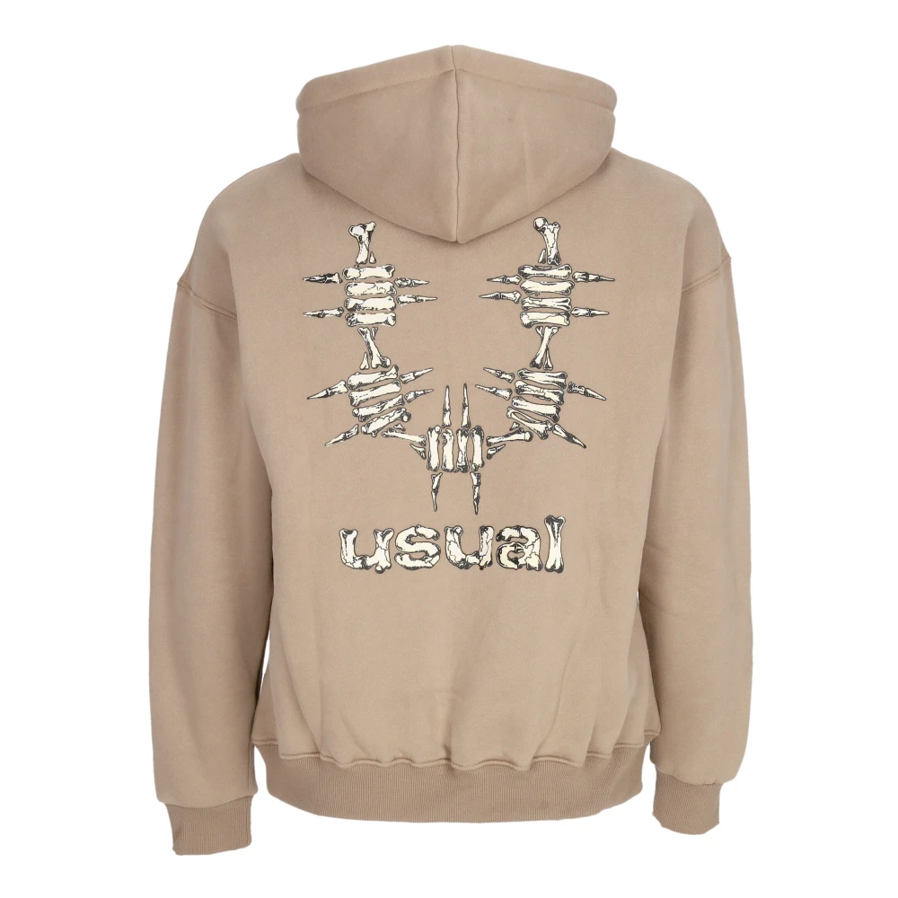 Usual Bones Hoodie met Voorzak Brown Heren