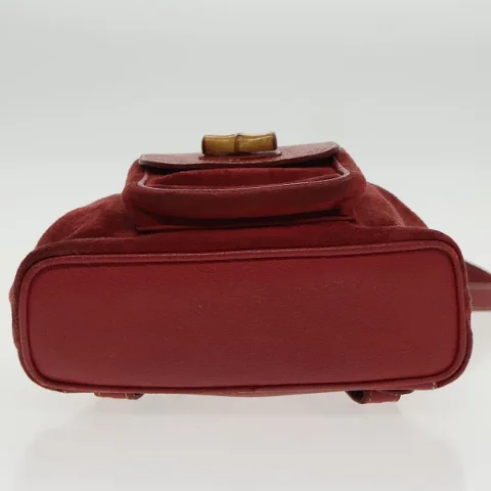 Gucci Vintage Pre-owned Suede backpacks Red Dames