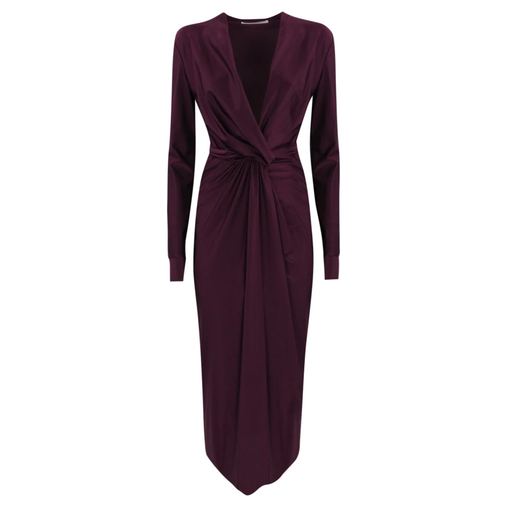 Philosophy di Lorenzo Serafini Bordeaux Satin Cross-Over Klänning Red, Dam