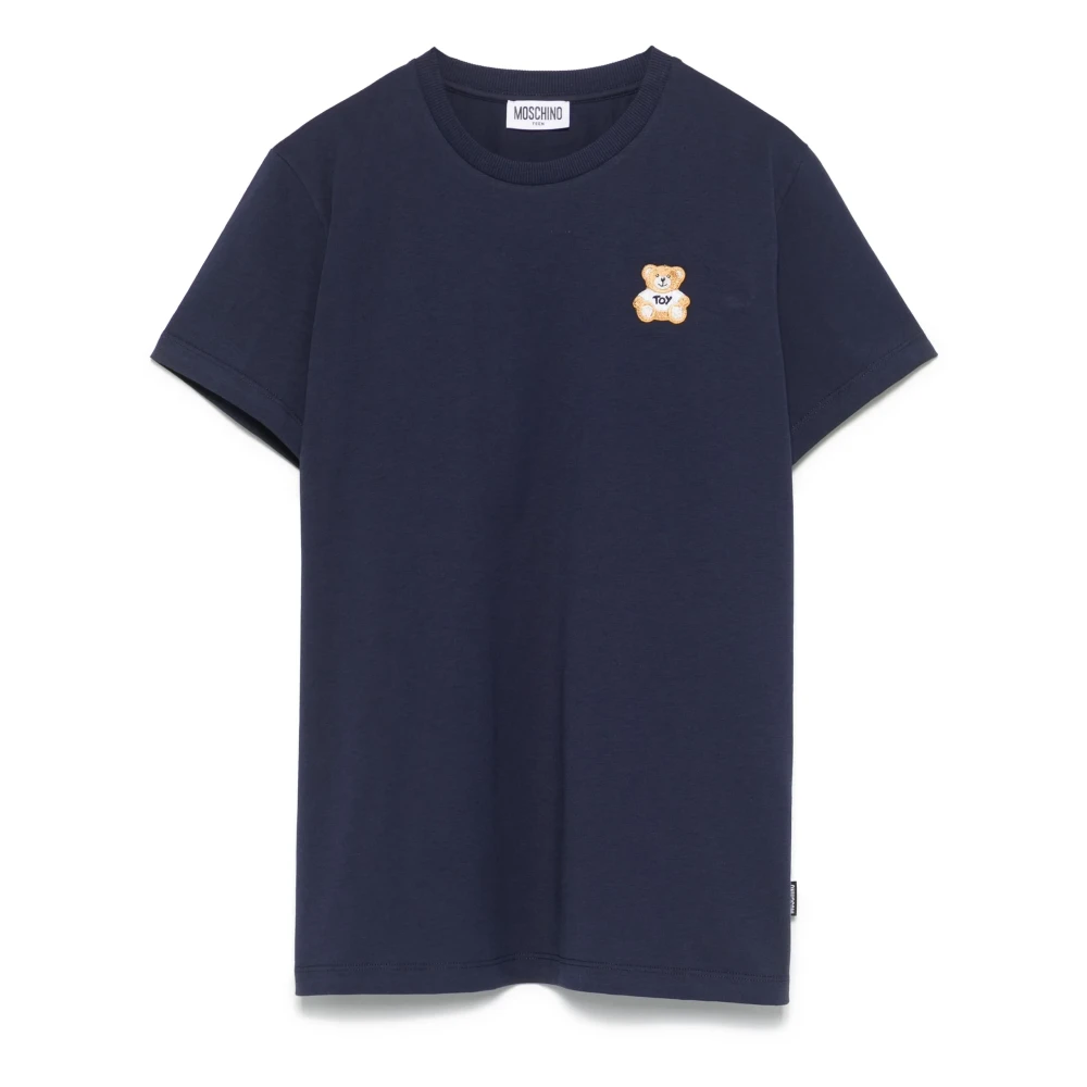 Moschino Blauwe Beer Patched Crewneck T-shirt Blue Heren