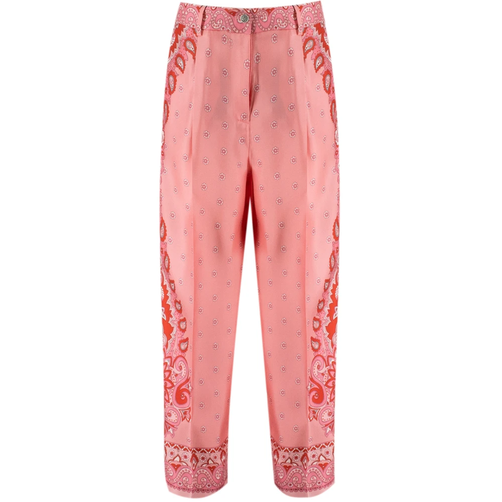 ETRO Zijden bloemenpatroon op maat gemaakte broek Pink Dames