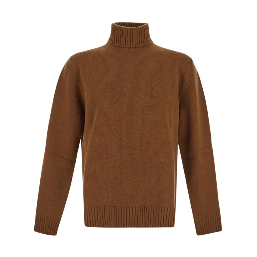 Seven Gauge Wollen Turtleneck Sweater Brown Heren