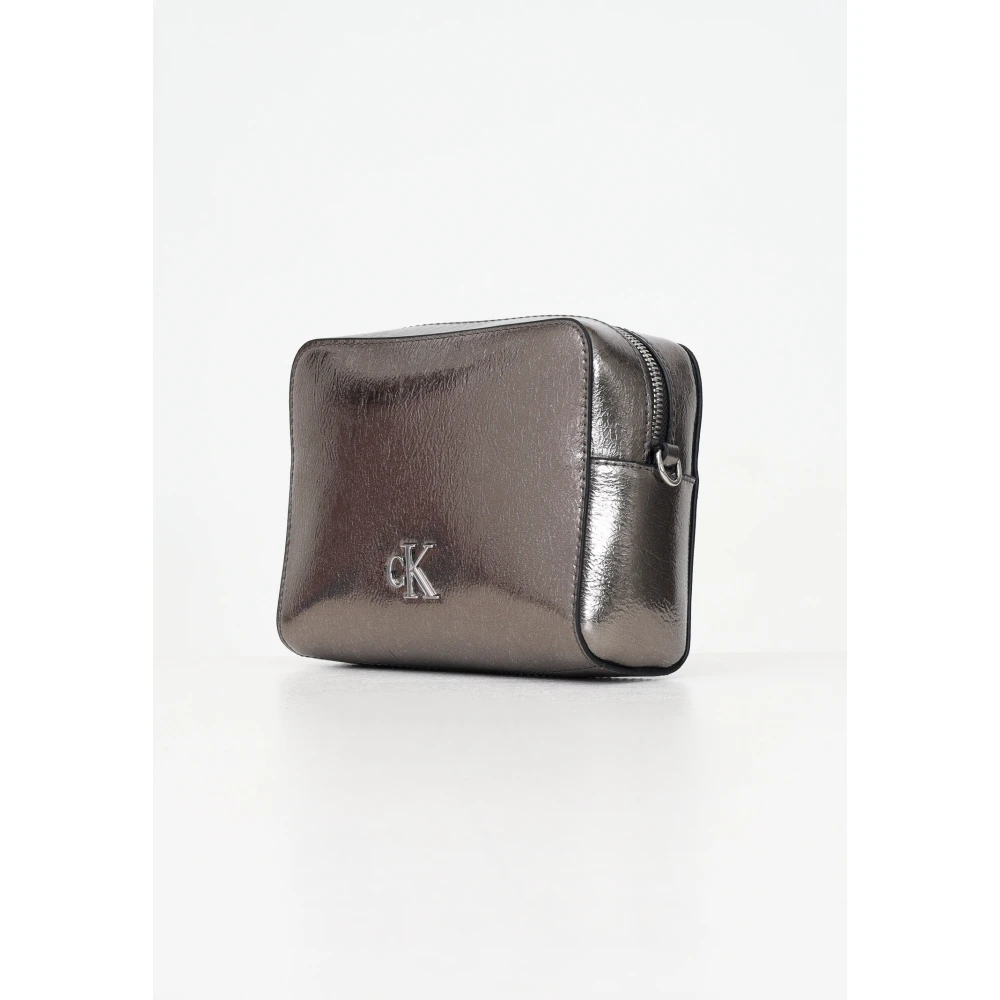Calvin Klein Grijze Metallic Schoudertas Trendy Design Gray Dames