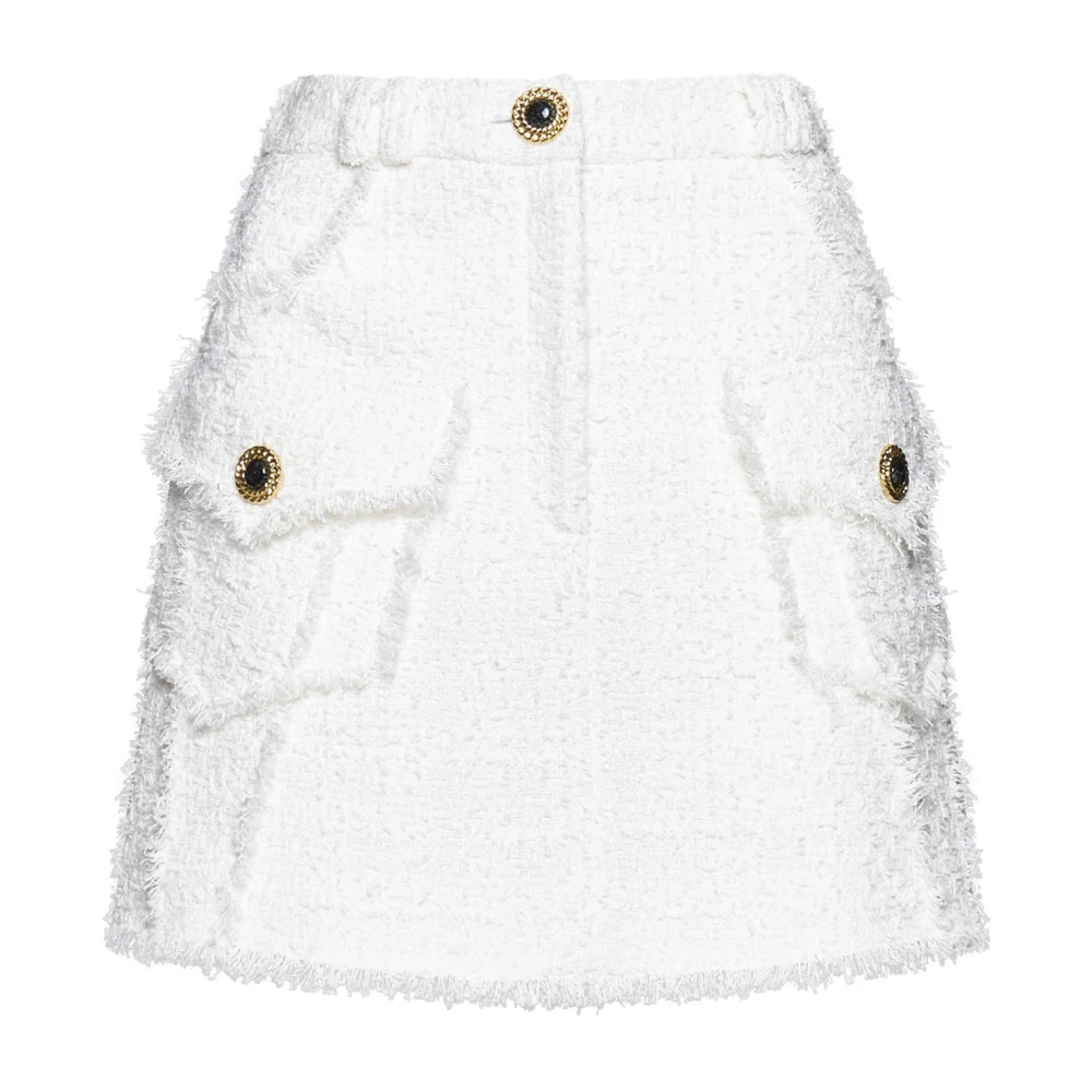 Balmain Tweed A-Lijn Rok Wit White Dames