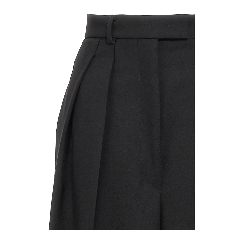 SPORTMAX Zwarte Wollen Palazzo Broek Black Dames