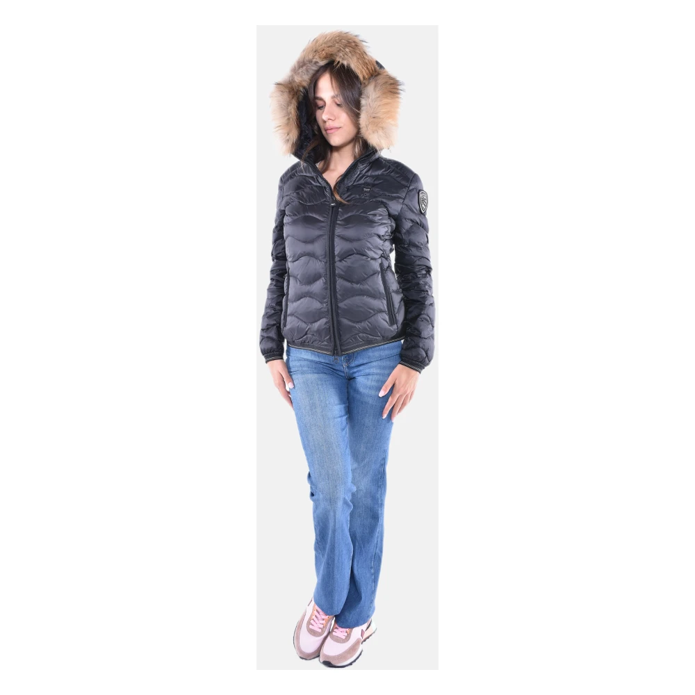 Blauer Gewatteerde donsjas Black Dames