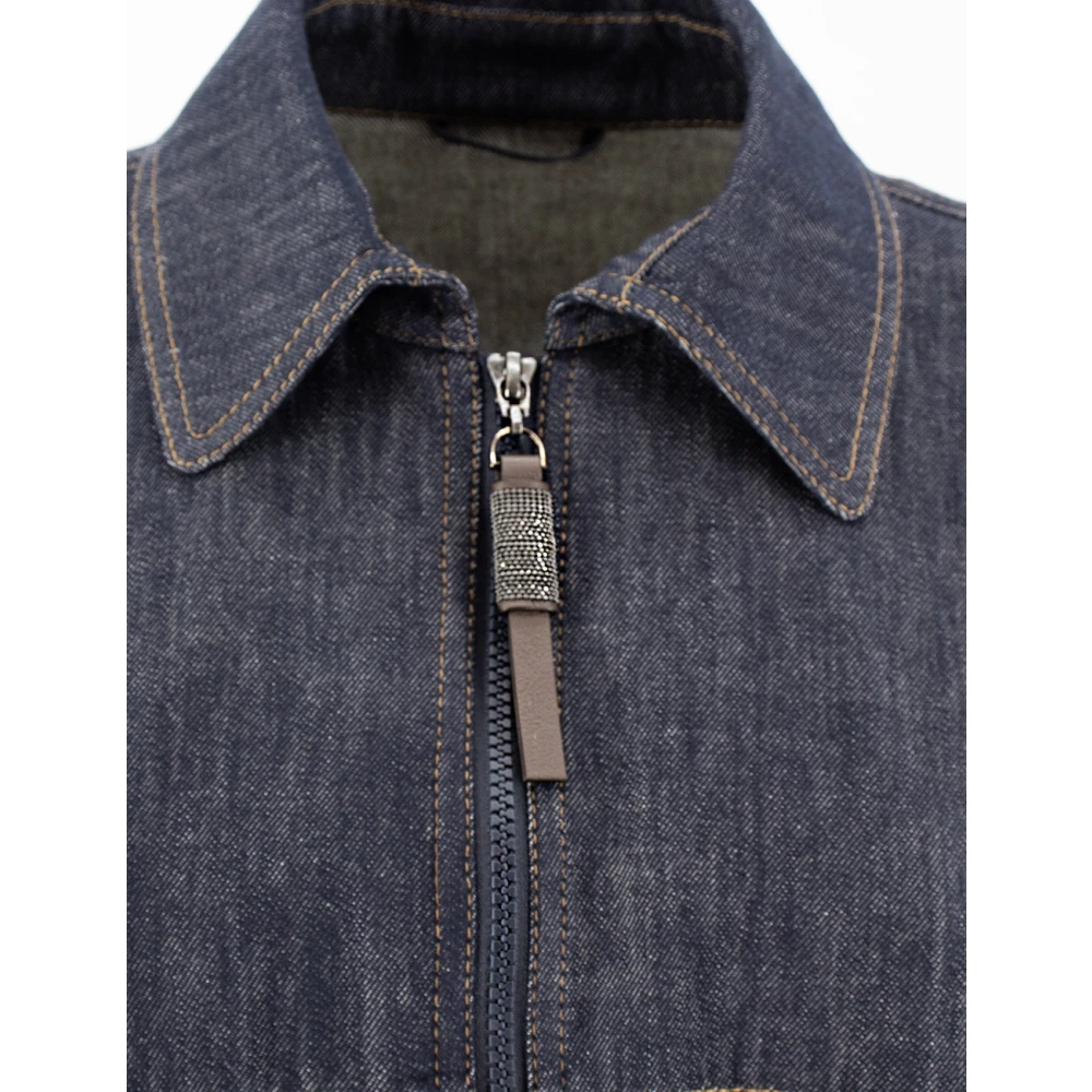 BRUNELLO CUCINELLI Denim jack met klassieke kraag Blue Dames