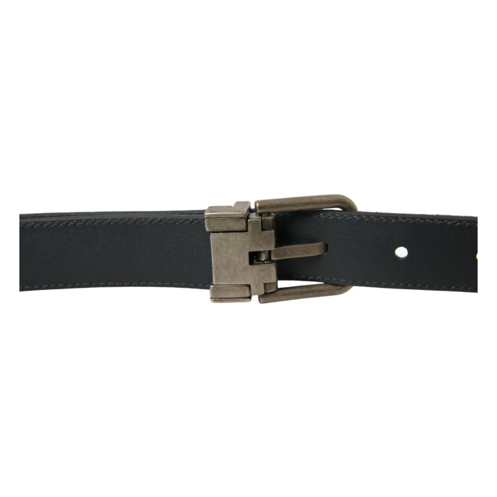 Dolce & Gabbana Elegante zwarte leren riem met metalen gesp Black Heren