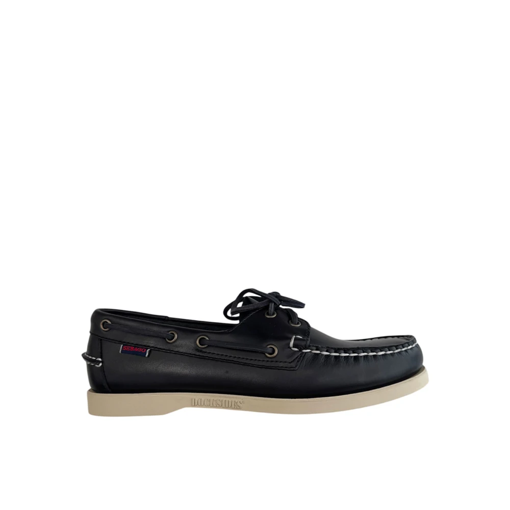 Sebago Men's Blue Sailor Shoes,, Leather Boat Shoes With Lace-Up Size 7