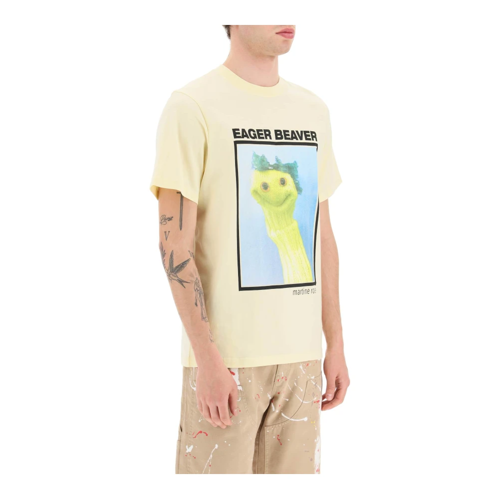 Martine Rose Eager Beaver Grafische Print T-Shirt Yellow Heren