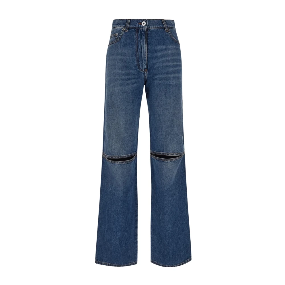 JW Anderson Bootcut Jeans met Uitgesneden Knieën Blue Dames