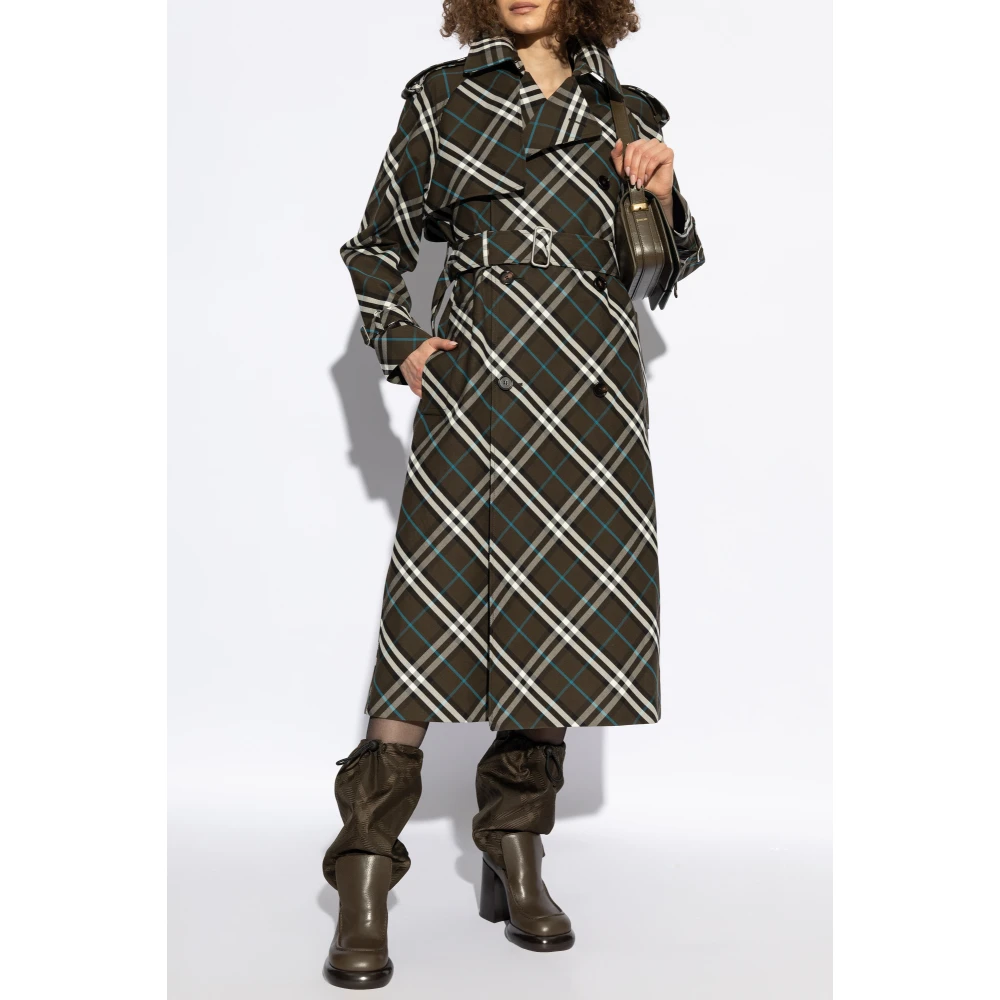 Burberry Geruite Patroon Trenchcoat Green Dames