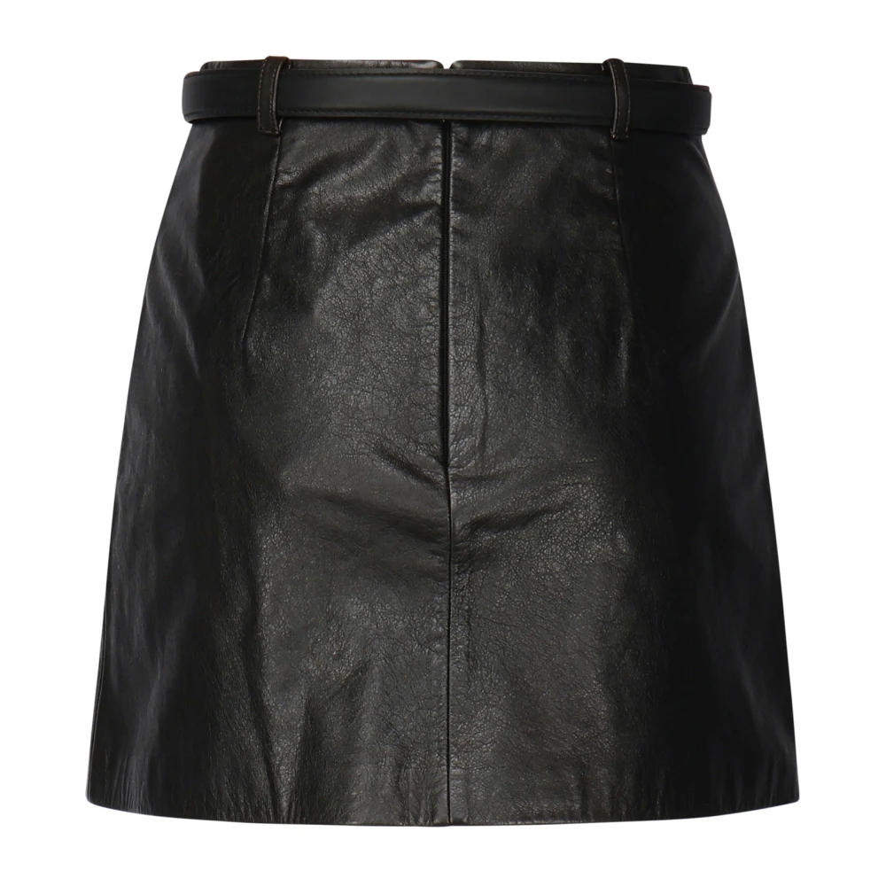 Self Portrait Leren Mini Rok Black Dames