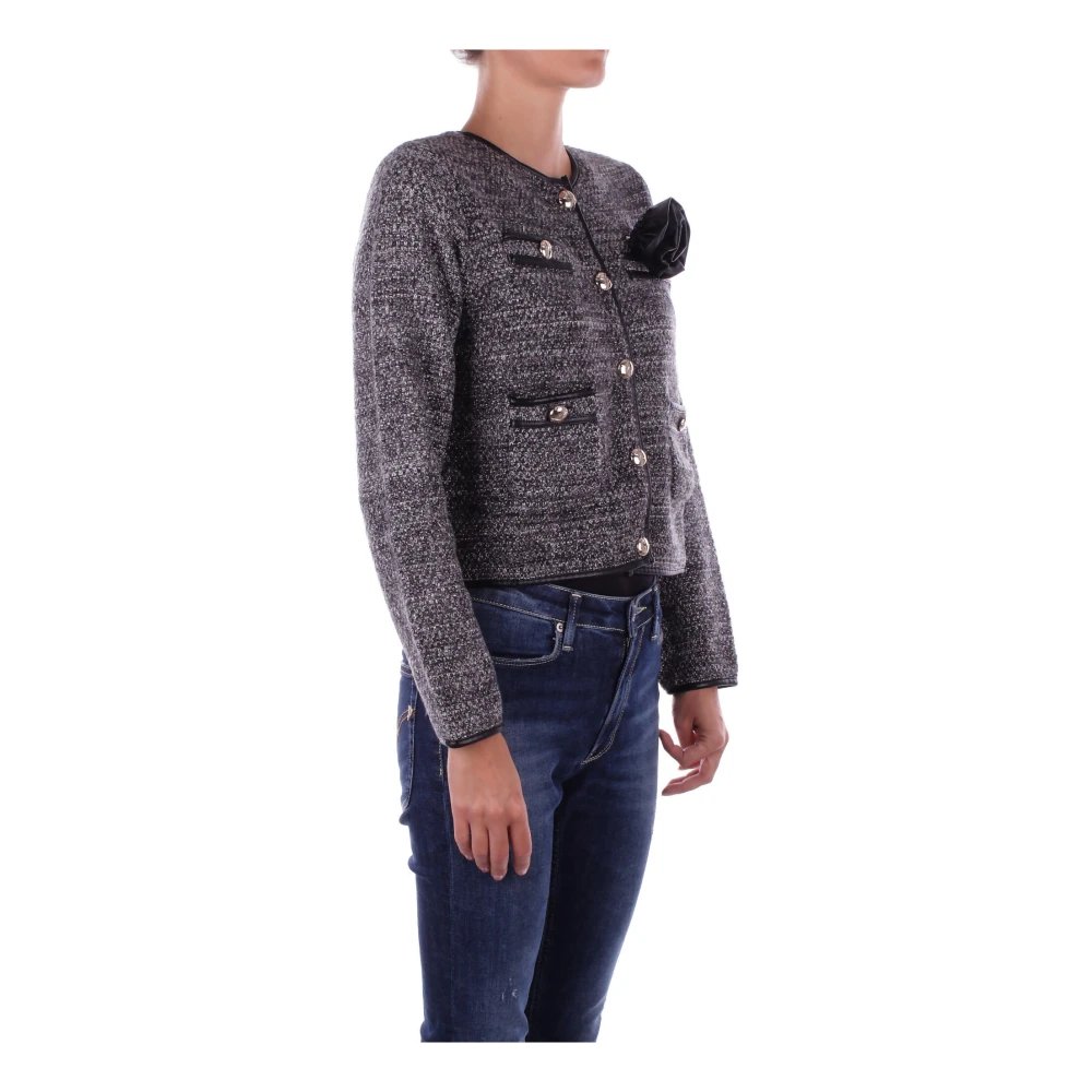 Blugirl Zwarte Sweater met Ornamental Pink Buttons Black Dames