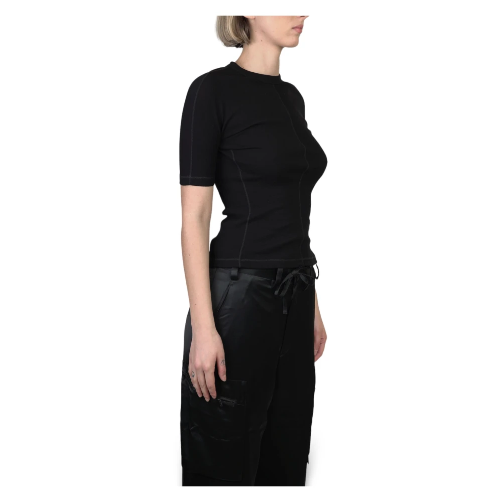 Y-3 Zwarte Fitted Tee Shirt Black Dames