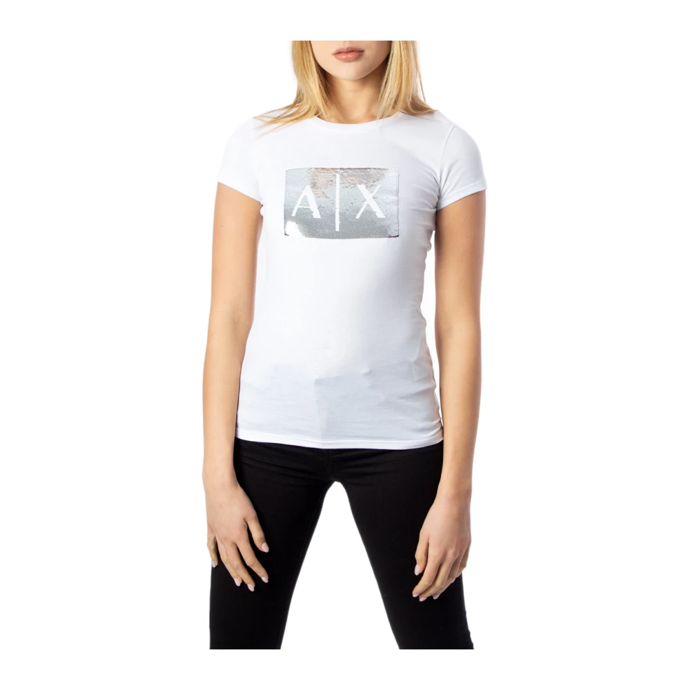 Armani Exchange Women's White T-Shirts,, Sequin T-Shirt Extra Small