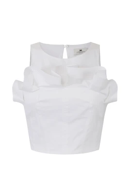 Stretch Cotton Top med volang