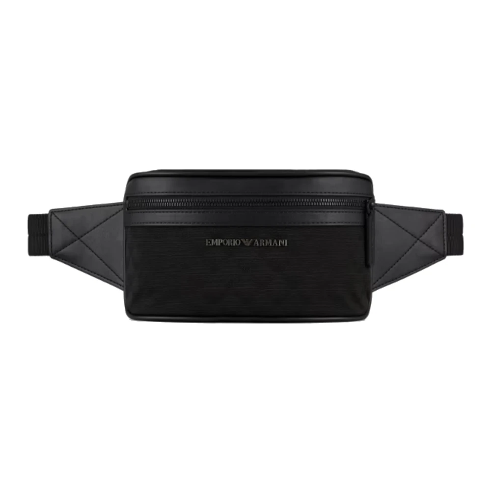 Emporio Armani Nylon Jacquard Zwarte Adelaar Logo Heuptas Black Heren
