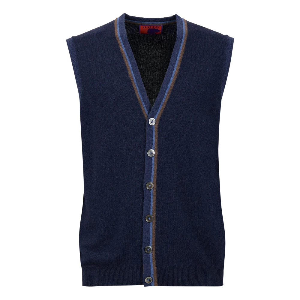 Gallo Mannen effen blauw en vest met knopen Blue Heren