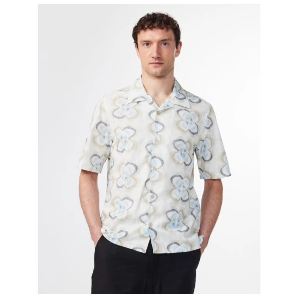 Nn07 Korte Mouw Hawaiiaanse Stijl Overhemd White Heren