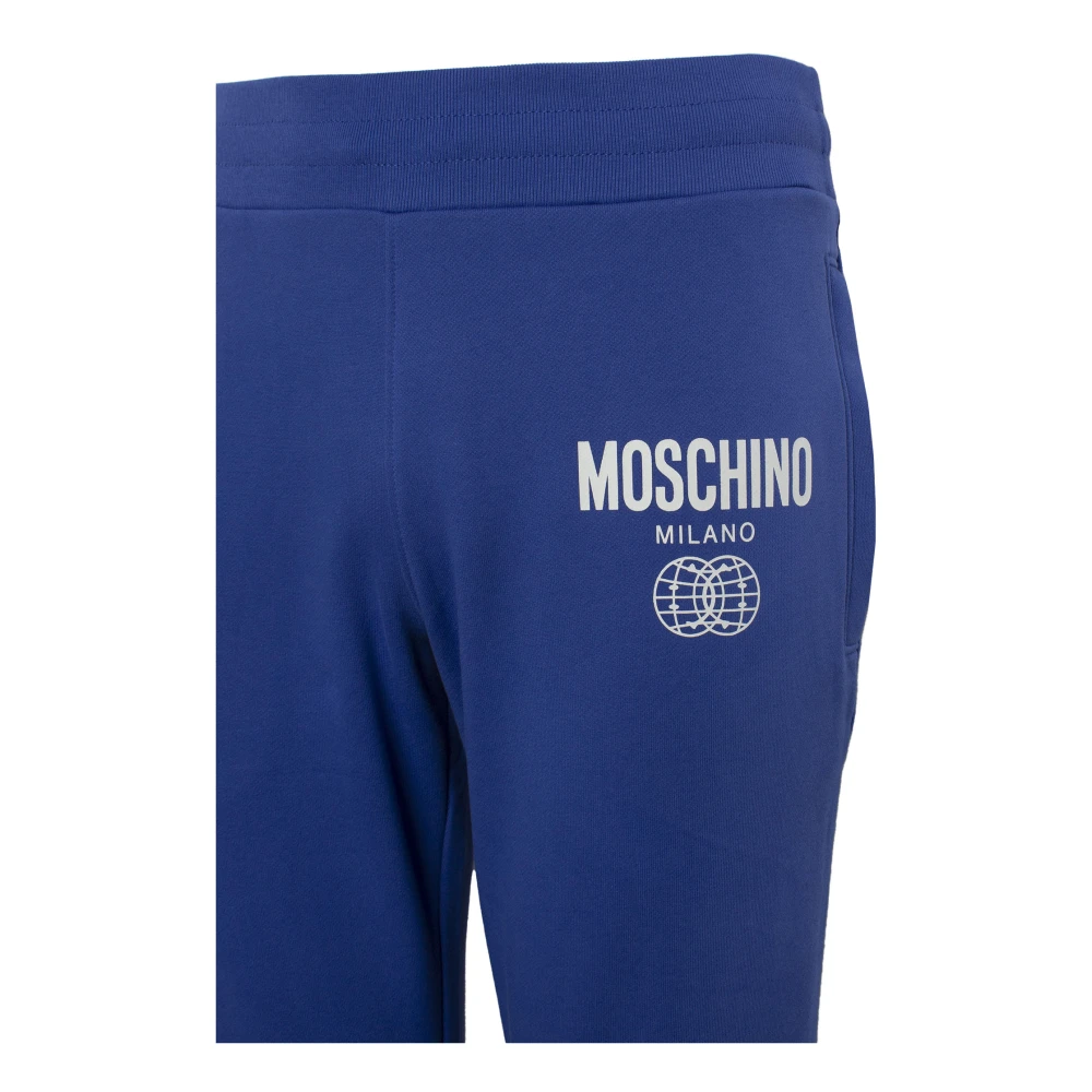 Moschino Kobaltblauwe Logo Print Track Pants Blue Heren