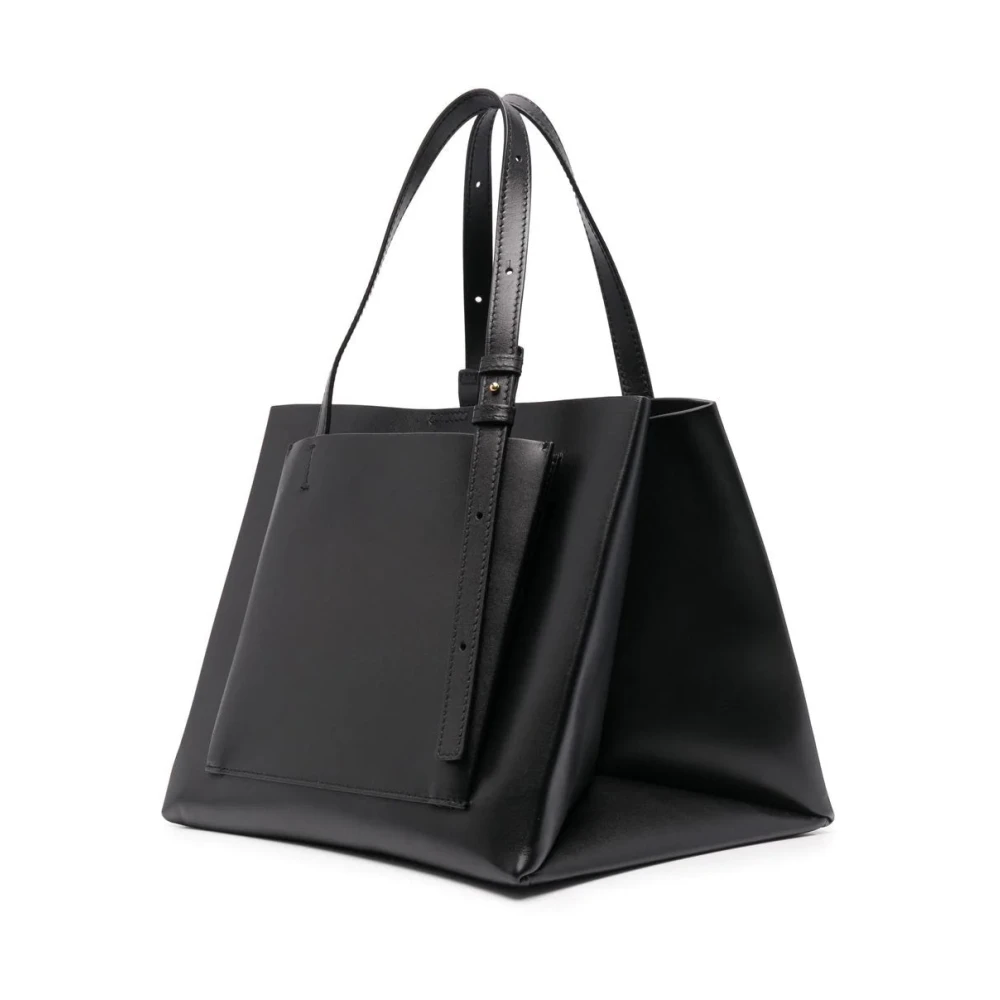 Jil Sander Elegante Zwarte Leren Tote Tas Black Dames