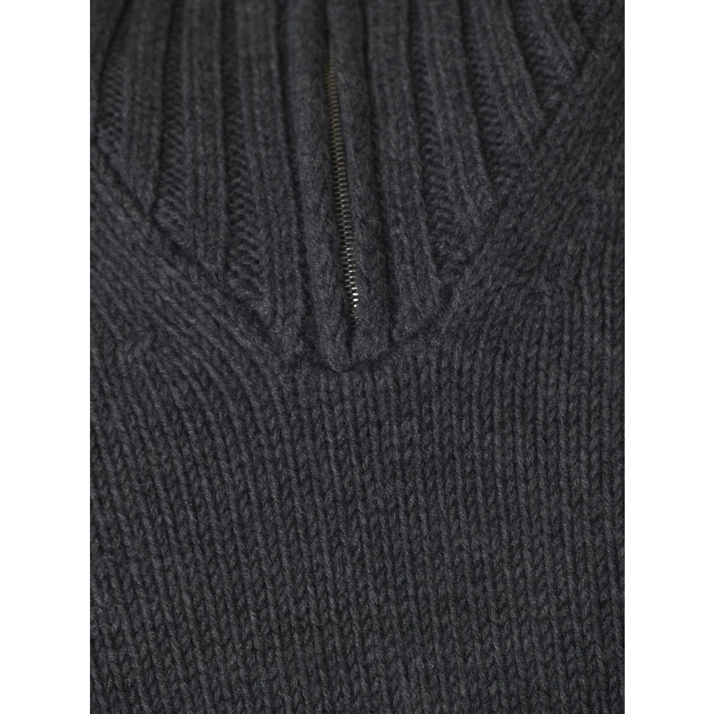 Auralee Zachte Wol Gebreide Half-Zip Trui Black Heren