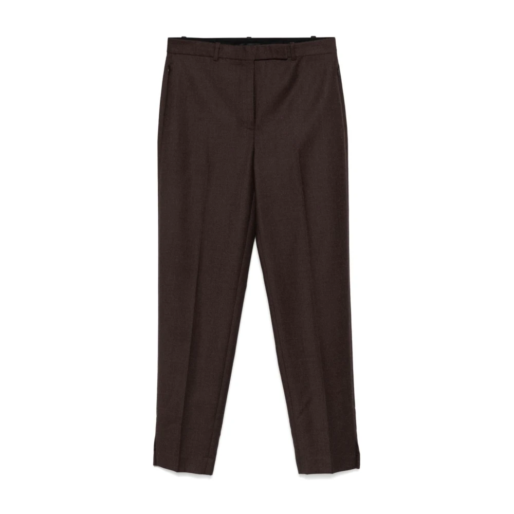 Theory Flanel High-Waist Tapered Broek Brown Dames