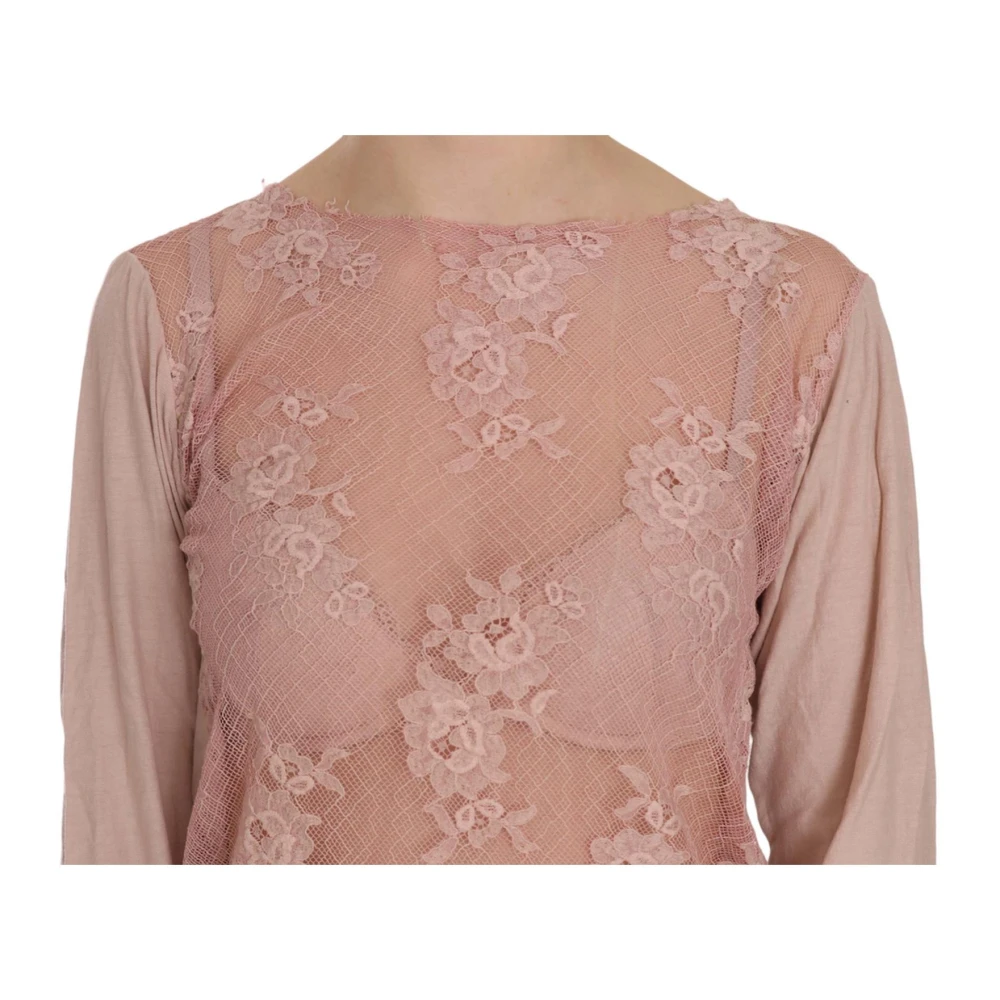 Pink Memories Pink Lace Boat Neck Blouse Pink Dames