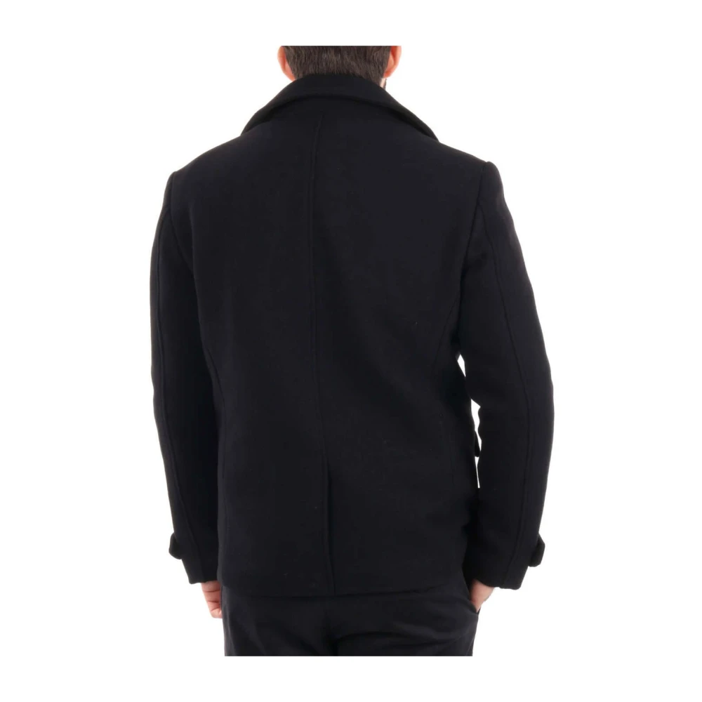 YES ZEE Zwarte dubbelrijige jas met afneembare vest Black Heren