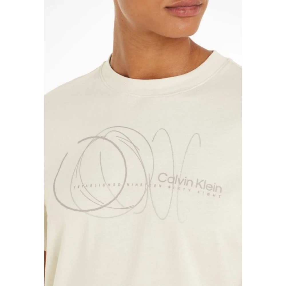 Calvin Klein Cirkel Print Regular T-Shirt Beige Dames