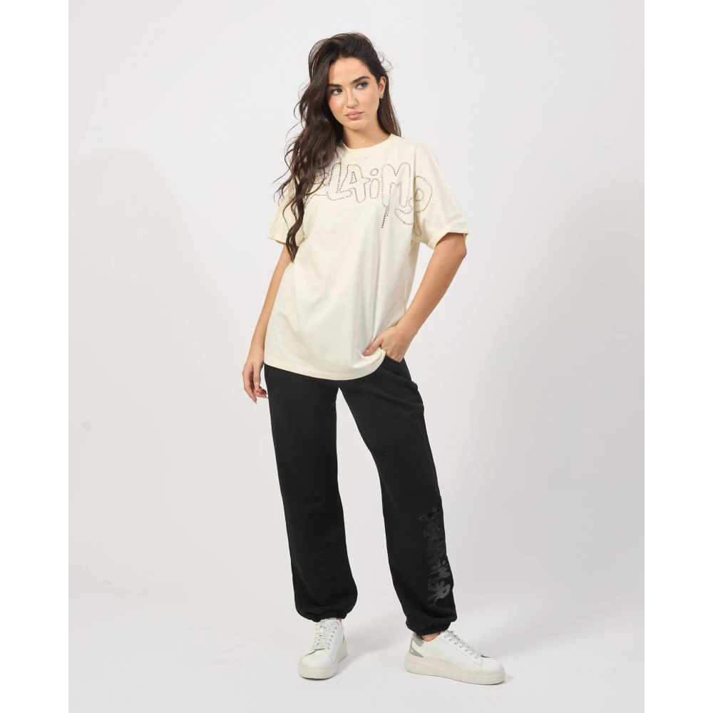 Disclaimer Dames Basic Logo T-shirt Wit Beige Dames