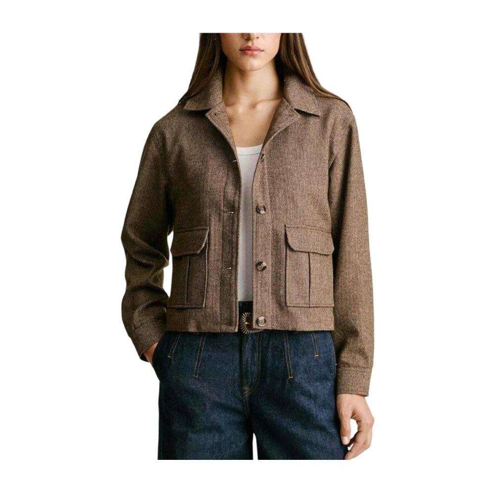 Pepe Jeans Women's Brown Light Jackets, M, Light Jackets