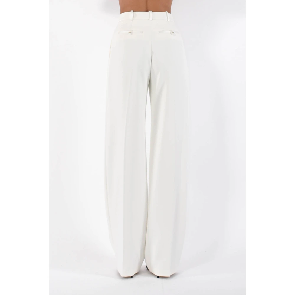 Elisabetta Franchi Crepe broek met satijndetails White Dames