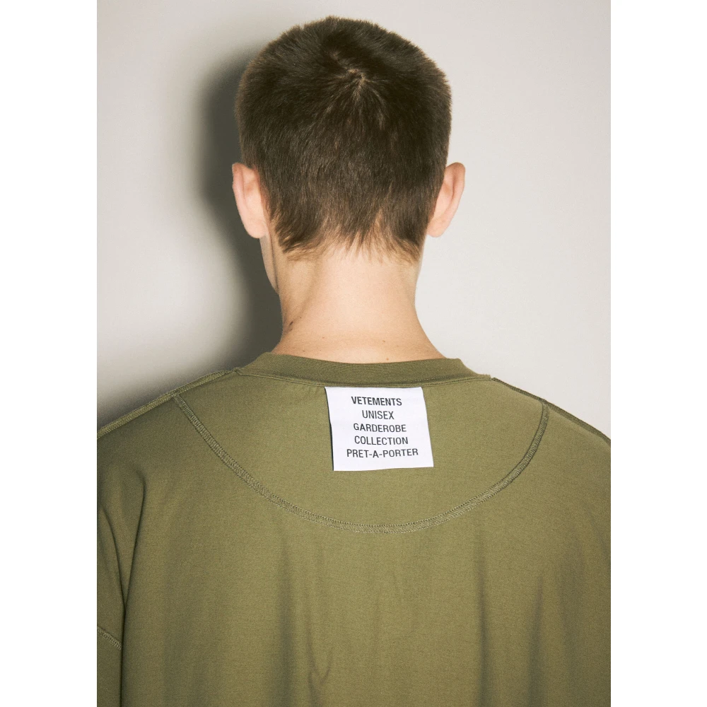 Vetements Haai Inside-Out T-shirt Katoenen Jersey Green Heren