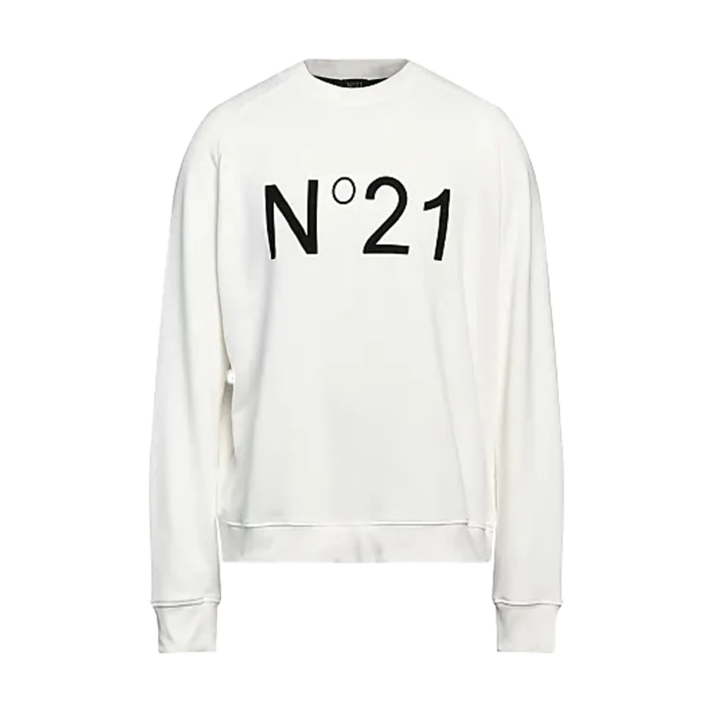 N21 Katoenen Sweater met Logoprint White Heren