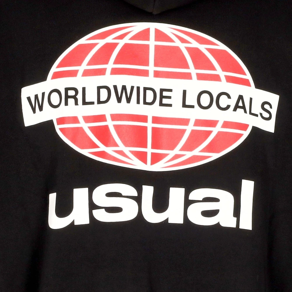 Usual Lokale Zwarte Hoodie met Kangoeroezak Black Heren