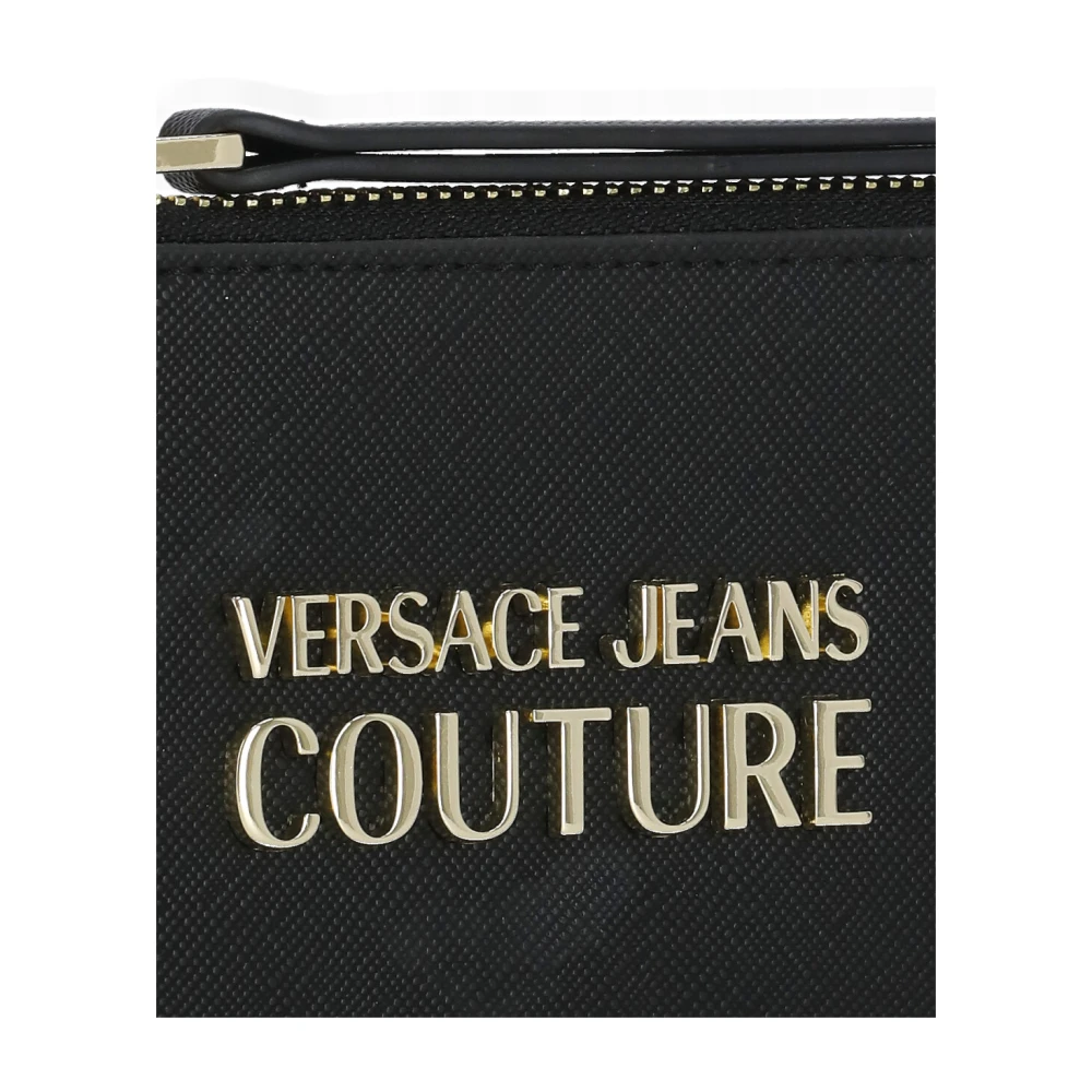 Versace Jeans Couture Zwarte portemonnee van synthetisch leer met gouden logo Black Dames